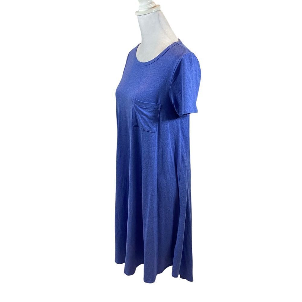 LulaRoe Heather‎ Blue Carly Midi Dress Short Sleeves Size XXS